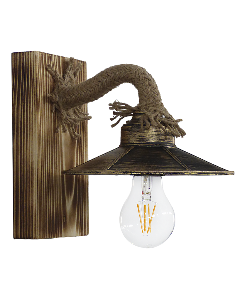 images Φωτιστικό τοίχου ROPE-WOOD R-710AP BR