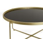 Στρογγυλό γυάλινο coffee table,μαυρο/χρυσό