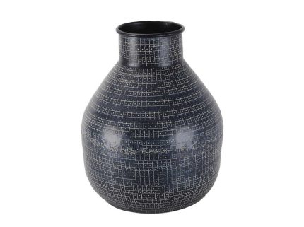 Σφυρηλατό βάζο έθνικ μαύρο 21x27cm