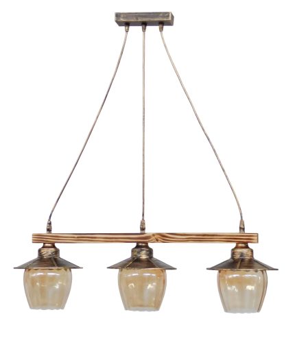Κρεμαστό φωτιστικό με γυαλιά μελί R-98CABLE RAGA 4/L BRONZE