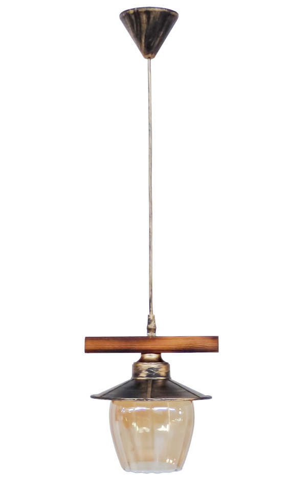 images Κρεμαστό φωτιστικό με γυαλί μελί R-98CABLE 1L BRONZE