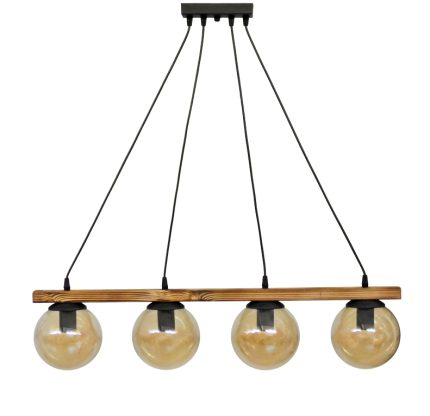 Κρεμαστό φωτιστικό με γυαλιά μελί R-600 CABLE RAGA 4/L WOOD