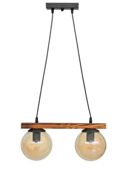 Κρεμαστό φωτιστικό με γυαλιά μελί R-600 CABLE RAGA 2/L WOOD