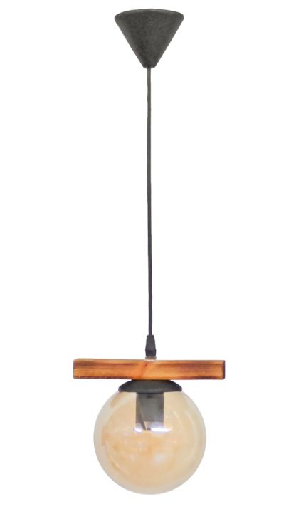 Κρεμαστό φωτιστικό με γυαλί μελί R-98CABLE 1L BRONZE