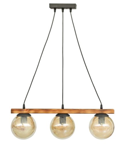 Κρεμαστό φωτιστικό με γυαλιά μελί R-600 CABLE RAGA 3/L WOOD