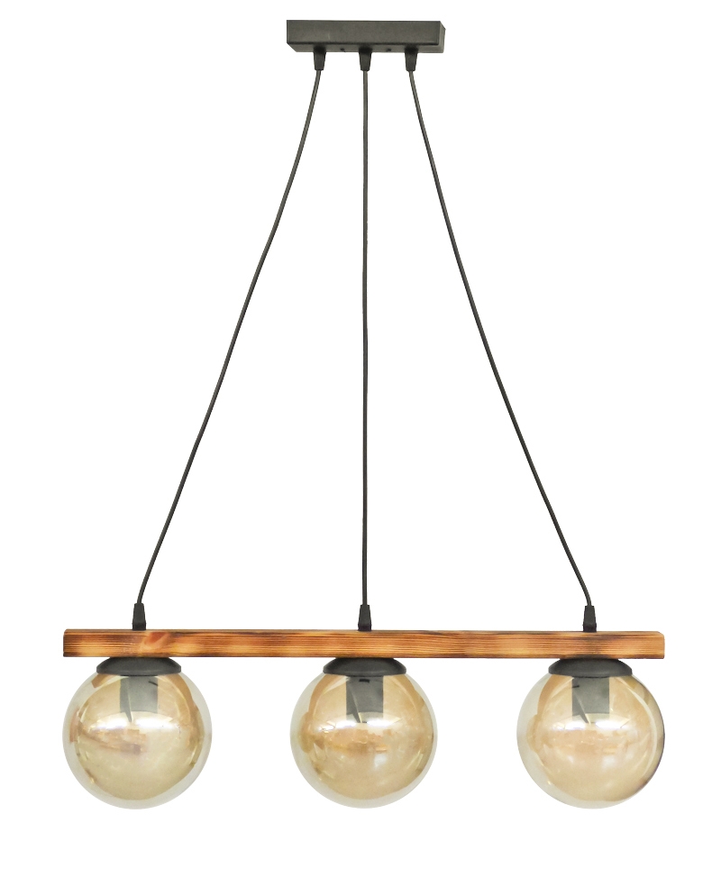 images Κρεμαστό φωτιστικό με γυαλιά μελί R-600 CABLE RAGA 3/L WOOD