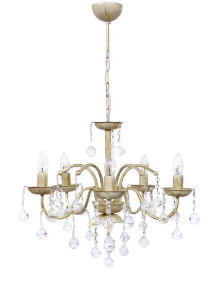 BISTRO/5L WHITE-BRONZE ΠΟΛΥΦΩΤΟ Ε/14 ΚΕΡΙ ΜΕ ΚΡΥΣΤΑΛΛΑ