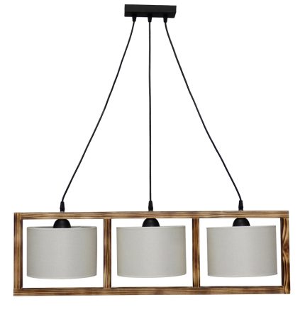 HKF-01 3L WOOD ΛΕΥΚΟ/ΚΡΕΜ-ΚΑΜΜΕΝΟ ΚΡΕΜΑΣΤΟ Ε/27 ΞΥΛΟ-ΑΜΠΑΖΟΥΡ