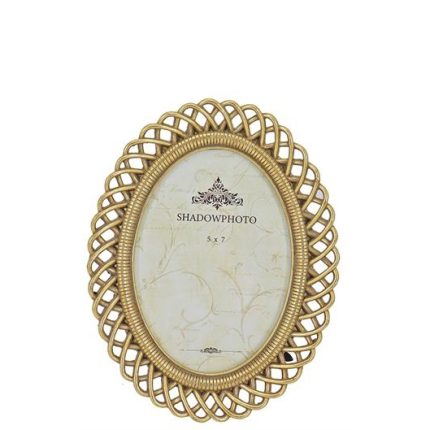 Φωτογραφοθήκη οβάλ polyresin gold 10x15cm